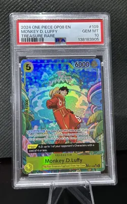 2024 One Piece Op08 EN Monkey D. Luffy Treasure Rare #109 PSA 10 - Image 1
