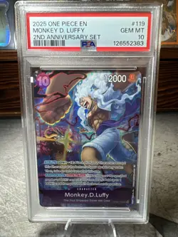 2025 ONE PIECE ENGLISH VERSION 2ND ANNIVERSARY SET #119 MONKEY D. LUFFY PSA 10 - Image 2