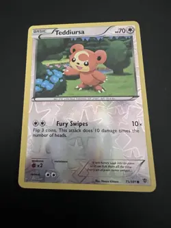 Teddiursa 75/101 B&W Plasma Blast 2013 Pokemon Card Reverse Holo Common NM - Image 1