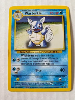 Vintage Wartortle - Base Set - 42/102 - Pokemon Card Bite Collection withdr NICE - Image 4