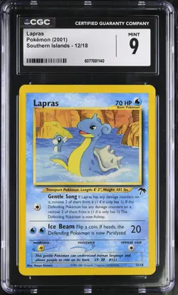 CGC 9 MINT Lapras 2001 Southern Islands 12/18 Pokemon Card - Image 1
