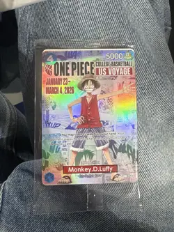 One Piece Monkey D. Luffy US Voyage College Basketball Promo Card Gonzaga SEALED - Image 1