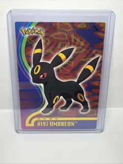 Umbreon #197 Blue Logo Topps Non Holo Foil TV Animation Pokemon Card MP-HP - Image 1