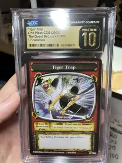 Vintage One Piece TCG TIGER TRAP! 2005 CCG, Mint CGC 10 Quest Begins, Zolo Card - Image 2