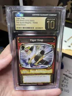 Vintage One Piece TCG TIGER TRAP! 2005 CCG, Mint CGC 10 Quest Begins, Zolo Card - Image 3