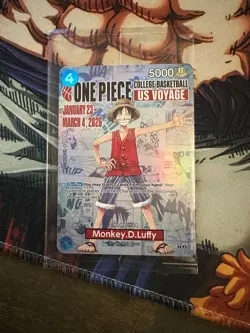 One Piece Monkey D. Luffy US Voyage College Basketball Promo Card Gonzaga SEALED - Image 1