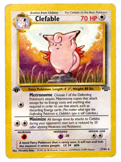Clefable 17/64 Pokemon 1st Edition Jungle Card 1999 WOTC - Image 1
