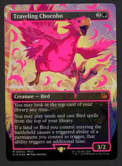 ***FOIL Borderless Neon Pink Traveling Chocobo*** MTG Final Fantasy Kid Icarus - Image 1