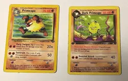 2 WOTC Primeape Cards 1st Edition 43/82 Team Rocket 43/64 Jungle Set Pokemon Lot - Image 1