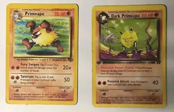 2 WOTC Primeape Cards 1st Edition 43/82 Team Rocket 43/64 Jungle Set Pokemon Lot - Image 3