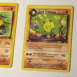 2 WOTC Primeape Cards 1st Edition 43/82 Team Rocket 43/64 Jungle Set Pokemon Lot - Image 4