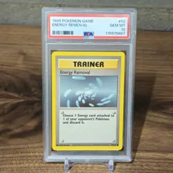1999 POKEMON GAME BASE SET 92 ENERGY REMOVAL PSA 10 GEM MINT - Image 1