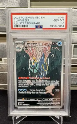 Pokemon TCG Mega Evolution Clawitzer #141 Illustration Rare PSA 10 GEM MINT - Image 1