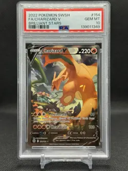 2022 POKEMON SWORD & SHIELD BRILLIANT STARS #154 FULL ART/CHARIZARD V PSA 10 - Image 1