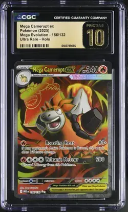 Mega Camerupt EX *CGC PRISTINE 10* Ultra Rare *#156* Mega Evolution * Pokemon - Image 1