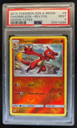 2019 Pokemon SM Hidden Fates Charmeleon Reverse Holo #8/68 PSA 9 - Image 1