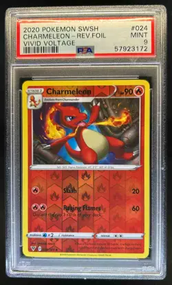 2020 Pokemon SWSH Vivid Voltage Charmeleon Reverse Holo #024/185 PSA 9 - Image 1