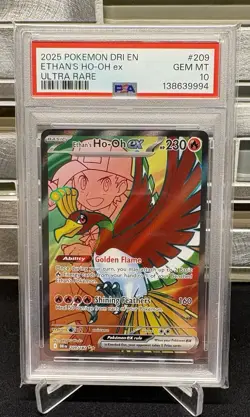 Pokemon Destined Rivals Ethan's Ho-Oh Ex Ultra Rare #209 PSA 10 GEM MINT - Image 1