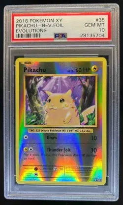 2016 Pokemon XY Evolutions Pikachu Reverse Holo #35/108 PSA 10 - Image 1