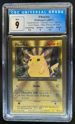 2021 Pokemon Gold Metal Classic Collection Pikachu #58/102 CGC 9 - Image 1