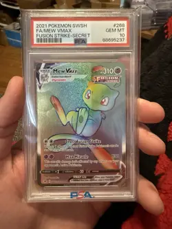 MEW VMAX PSA 10 2021 POKEMON SWSH FUSION STRIKE SECRET #268 FULL ART Rainbow - Image 1