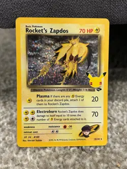 Pokemon TCG Rockets Zapdos 15/25 Celebrations Classic Collection Holo NM - Image 1