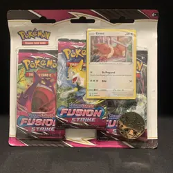 Pokemon TCG SWSH Fusion Strike 3 Pack Blister Booster Eevee Promo New Sealed 820650809200 - Image 1