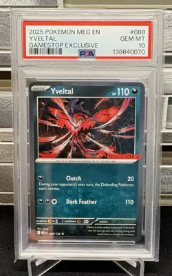 Pokemon Mega Evolution Yveltal #088 GameStop Exclusive PSA 10 GEM MINT - Image 1