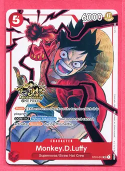 Monkey.D.Luffy - ST01-012 (3rd Anniversary Tournament 3 Brothers Pack) MINT - Image 1