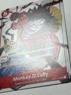 Monkey.D.Luffy - ST01-012 (3rd Anniversary Tournament 3 Brothers Pack) MINT - Image 3