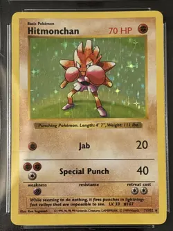 Hitmonchan Shadowless Rare Holo Shadowless Base Set Pokemon 7/102 Cgc 8.5 - Image 2