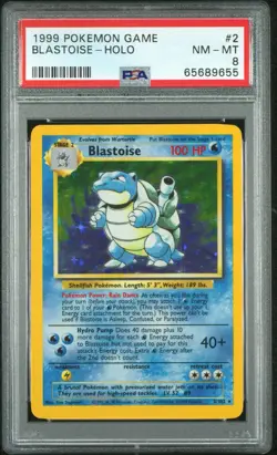 1999 POKEMON BASE SET UNLIMITED #2 BLASTOISE-HOLO PSA 8 - Image 1