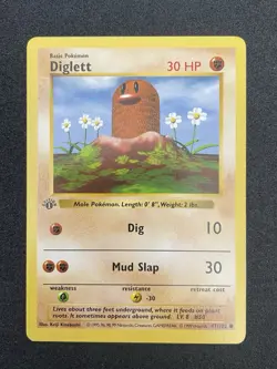 Pokemon Base Set 1st Edition Shadowless Diglett 47/102 Thin Stamp Light Stamp MP - Image 1
