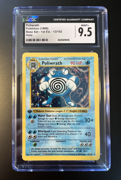 1999 Pokemon Poliwrath First Edition Base Set Shadowless Thin Stamp CGC 9.5 - Image 1