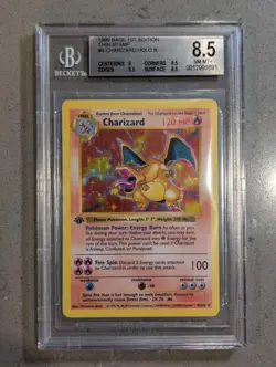 1999 Pokemon Base Set Shadowless 4 Charizard Holo Rare Thin Stamp BGS 8.5 NM-MT+ - Image 1
