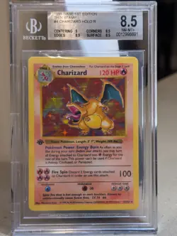 1999 Pokemon Base Set Shadowless 4 Charizard Holo Rare Thin Stamp BGS 8.5 NM-MT+ - Image 2