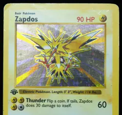 1st Edition Shadowless Zapdos 16/102 HP Holo Pokemon Card Thin Stamp - Image 3