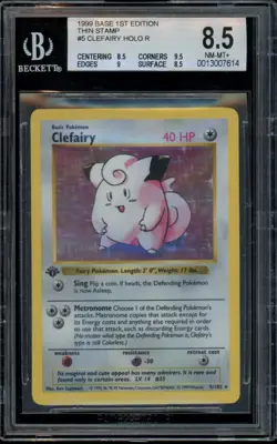 BGS 8.5 Pokemon 1999 1st Edition Shadowless Base Set Clefairy #5 Holo THIN STAMP - Image 1