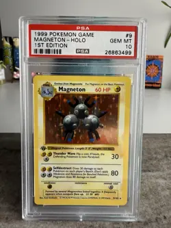 1999 POKEMON 1ST EDITION HOLO MAGNETON #9 PSA 10 GEM MINT THIN STAMP - Image 1