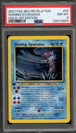 Pokemon Shining Gyarados Neo Revelation 1st Edition Holo Secret Rare #65 PSA 8 - Image 1