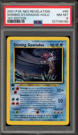 Pokemon Shining Gyarados Neo Revelation 1st Edition Holo Secret Rare #65 PSA 8 - Image 1