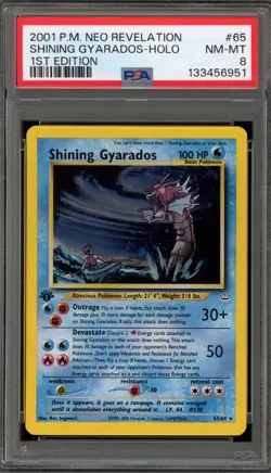 Pokemon Shining Gyarados Neo Revelation 1st Edition Holo Secret Rare #65 PSA 8 - Image 1