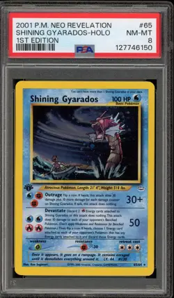Pokemon Shining Gyarados Neo Revelation 1st Edition Holo Secret Rare #65 PSA 8 - Image 1