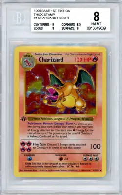 Pokemon Charizard #4 Base Set 1st Edition BGS 8 NM-MT - Image 1