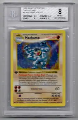 Pokemon Machamp Base Set Shadowless 1st Edition Thick Stamp BGS 8 - Image 1