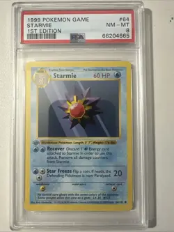 Pokemon PSA 8 1st Edition Starmie 064/102 Base Set (Shadowless) - Image 1