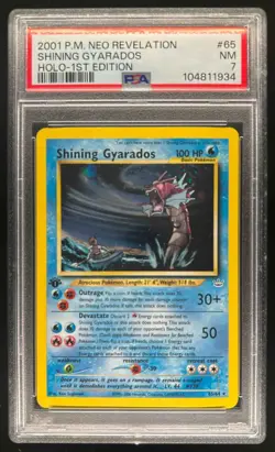 2001 Pokemon Neo Revelation 1st Edition Shining Gyarados Holo #65/64 PSA 7 - Image 1