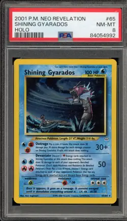 Pokemon Shining Gyarados Neo Revelation Unlimited Holo Secret Rare #65 PSA 8 - Image 1