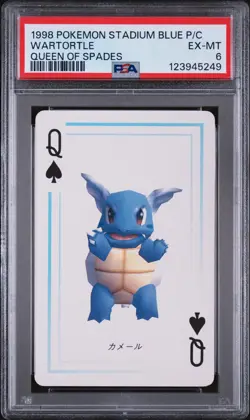 1998 POKEMON STADIUM BLUE VERSION PLAYING CARDS QUEEN OF SPADES WARTORTLE PSA 6 - Image 1