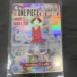 One Piece Monkey D. Luffy US Voyage College Basketball Promo Card Gonzaga SEALED - Image 1
